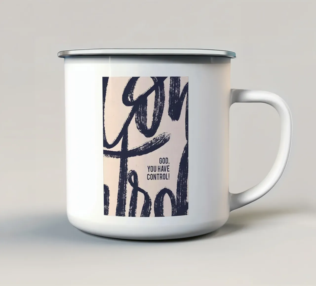 God, You Have Control! tazza in smalto da Type & Tape