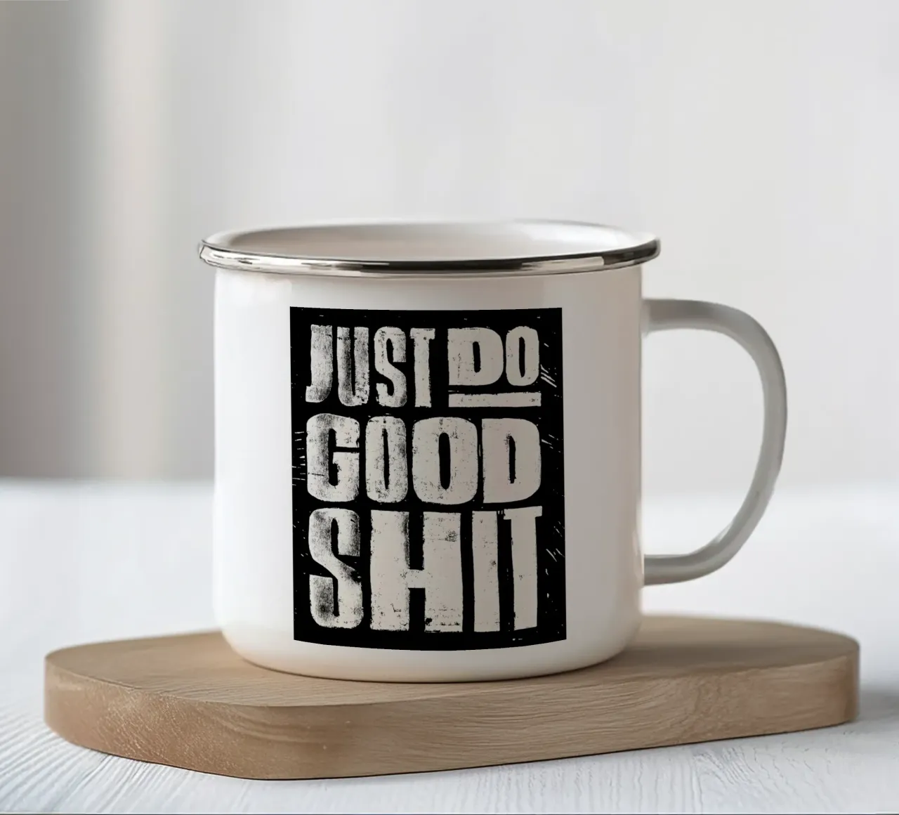 JUST DO GOOD SHIT tazza in smalto da Type & Tape