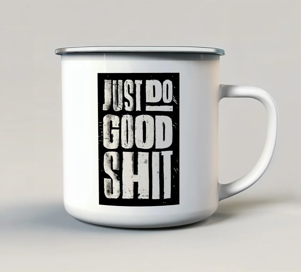 JUST DO GOOD SHIT tazza in smalto da Type & Tape