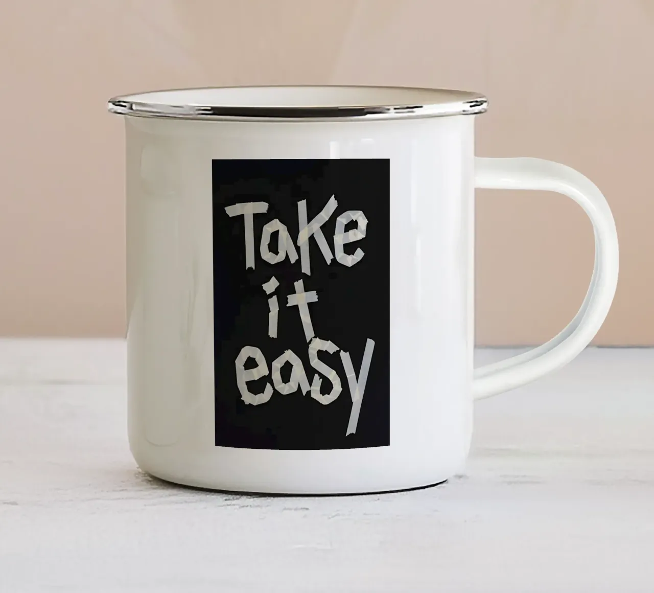 Take it easy tazza in smalto da Type & Tape