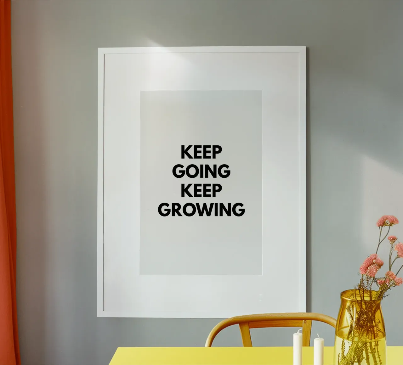 Keep Growing Keep Going poster con telaio in legno da Typo Designs