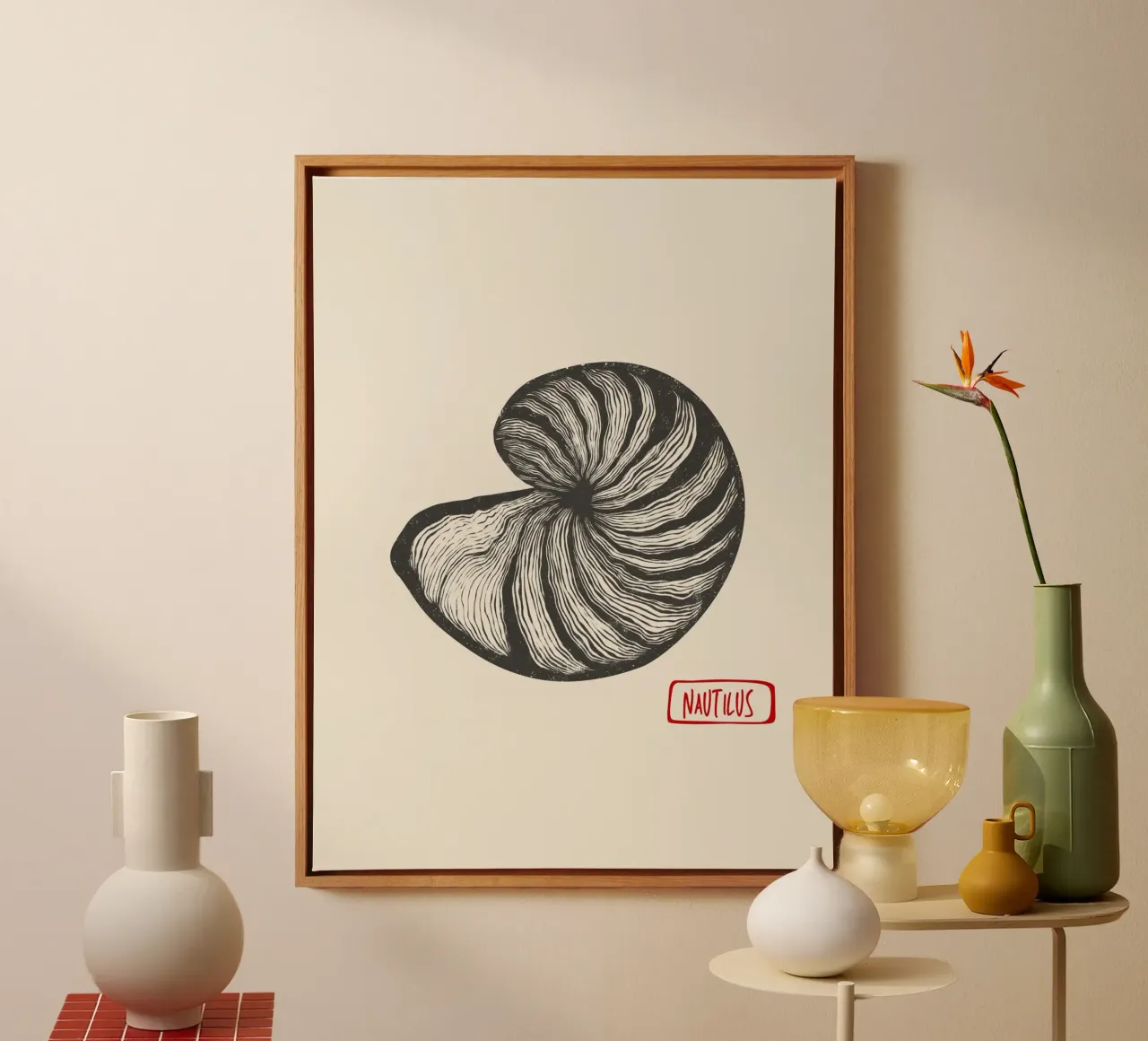 Nautilus tela con Cornice a cassetta da Indigo Rain