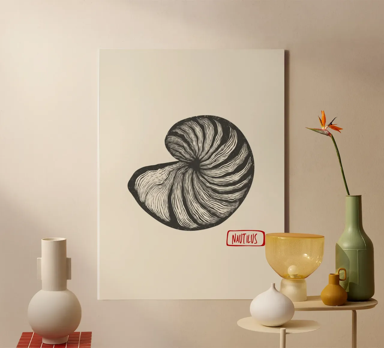 Nautilus tela con Cornice a cassetta da Indigo Rain