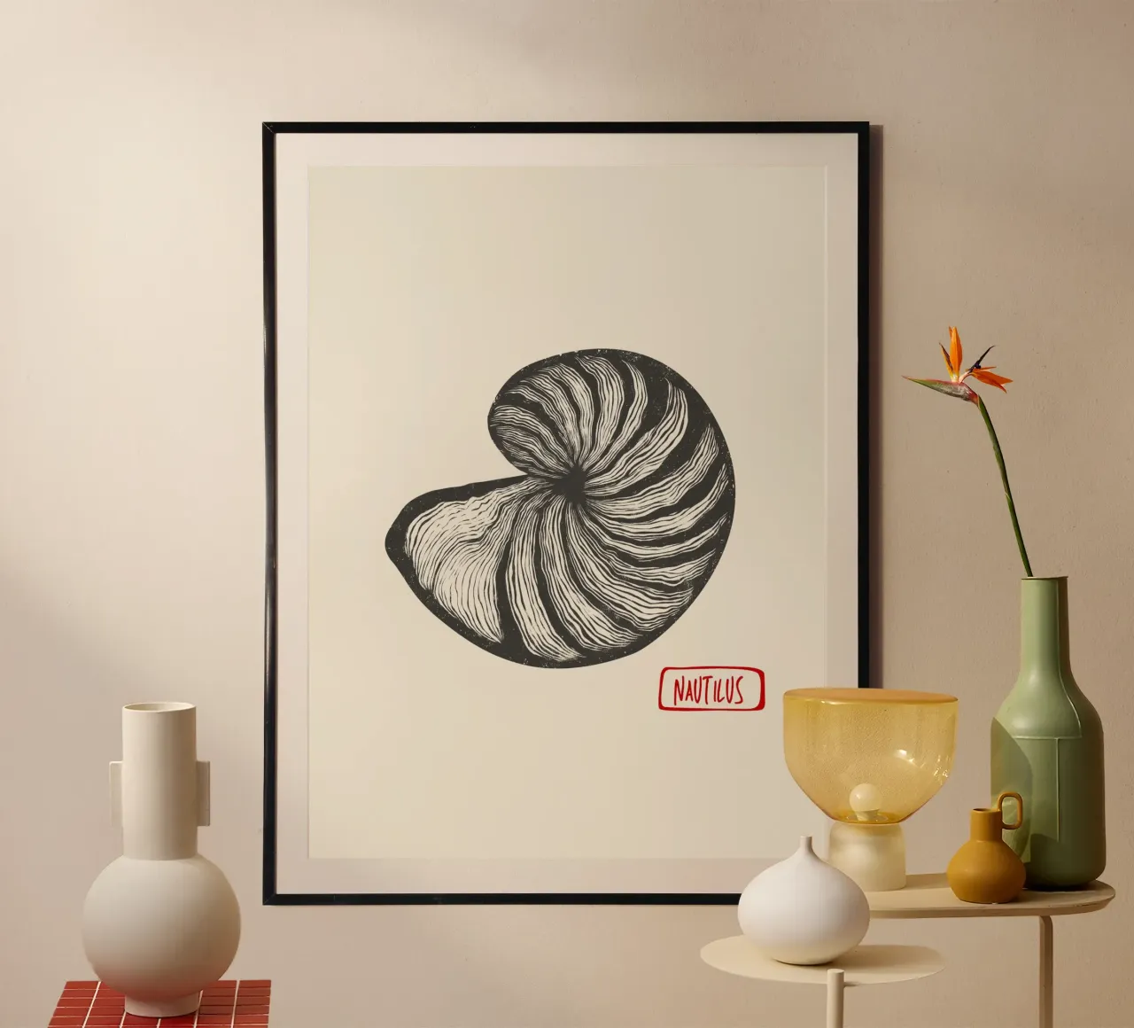 Nautilus poster con telaio in plastica da Indigo Rain