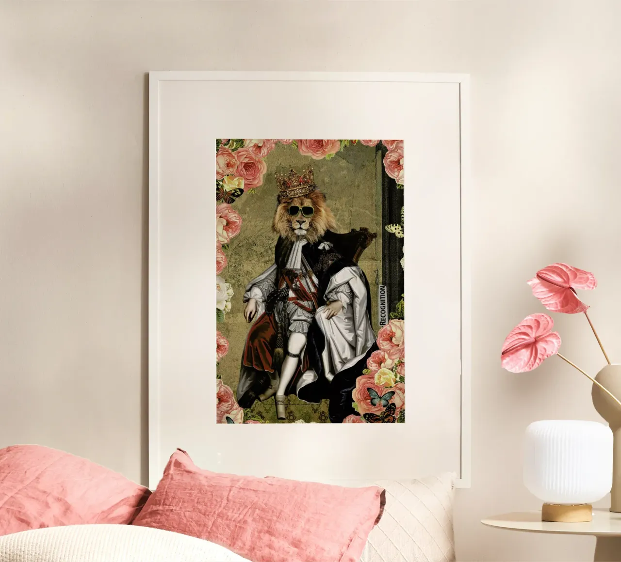 Animals: The King poster con telaio in legno da Elo Marc