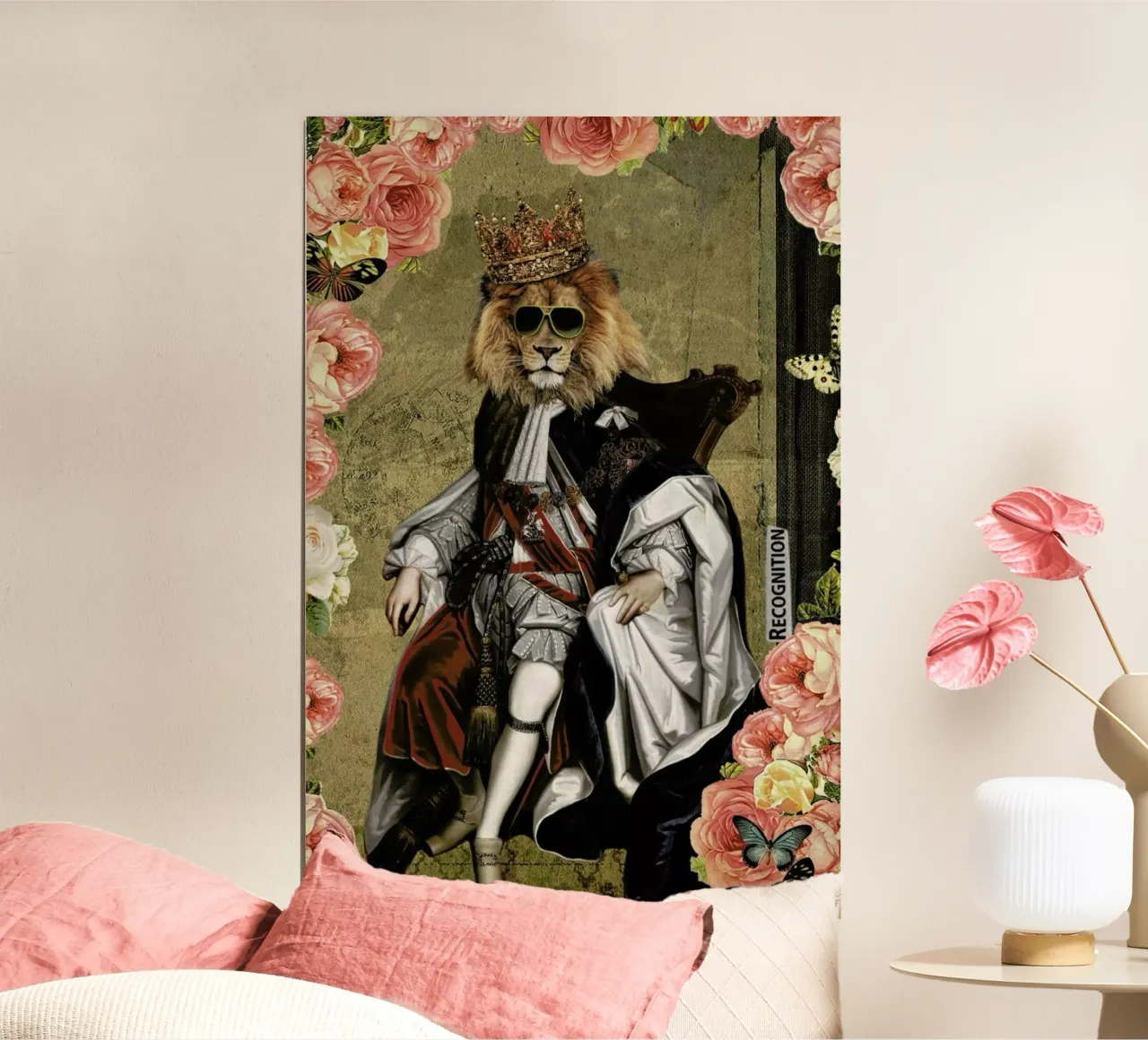 Animals: The King poster con telaio in legno da Elo Marc