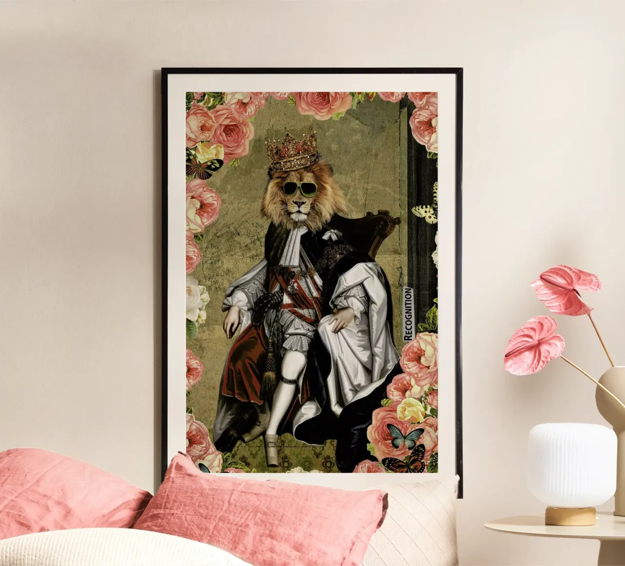 Animals: The King poster con telaio in legno da Elo Marc