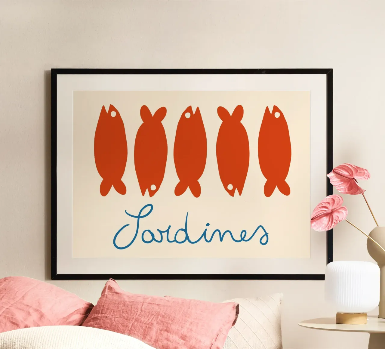 Stampa di sardine in cucina, arte alimentare moderna di metà secolo poster da vintagepod