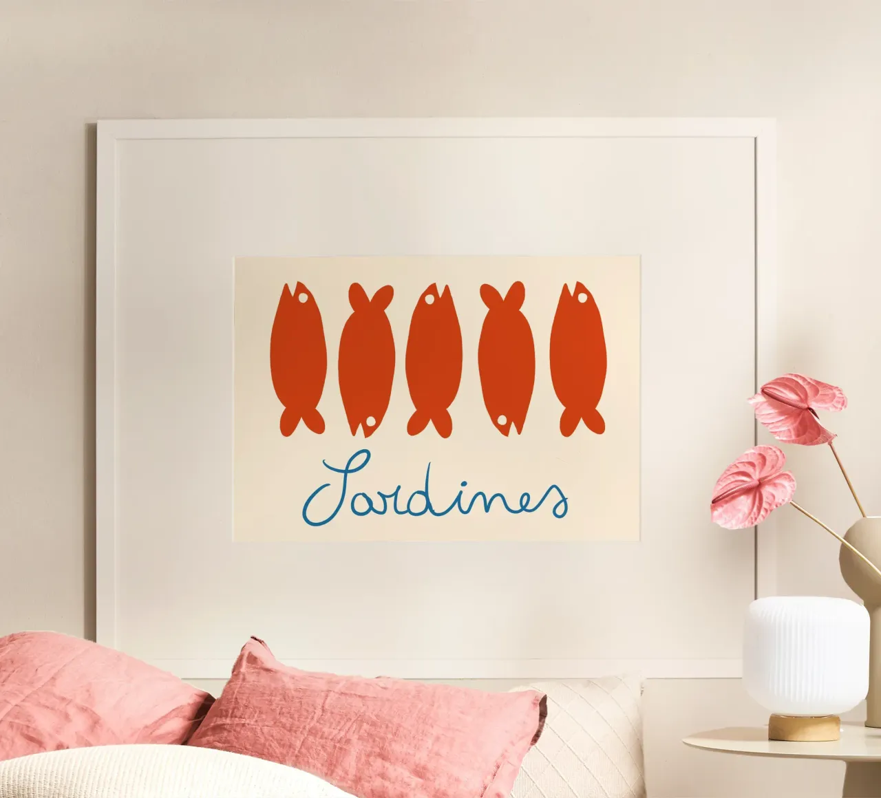 Stampa di sardine in cucina, arte alimentare moderna di metà secolo poster da vintagepod