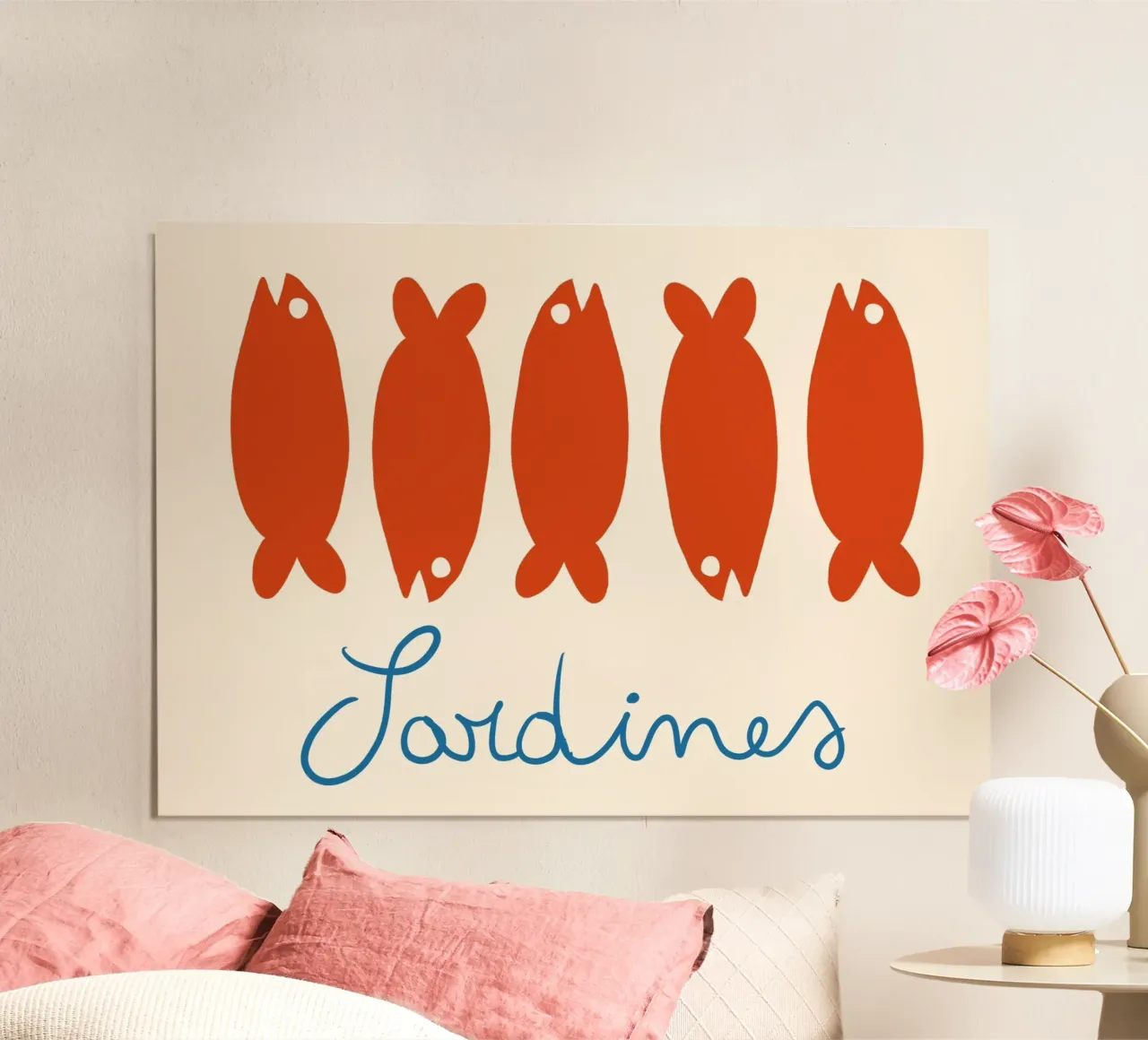 Stampa di sardine in cucina, arte alimentare moderna di metà secolo poster da vintagepod