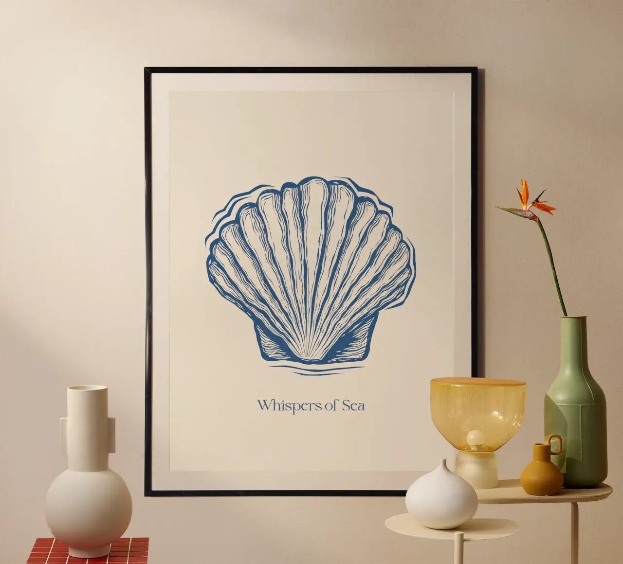 Whispers Of Sea poster con telaio in plastica da Indigo Rain