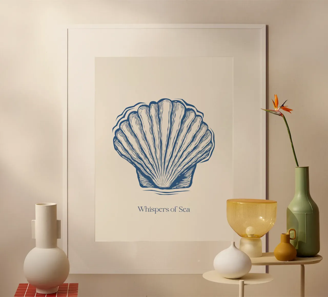 Whispers Of Sea poster con telaio in plastica da Indigo Rain