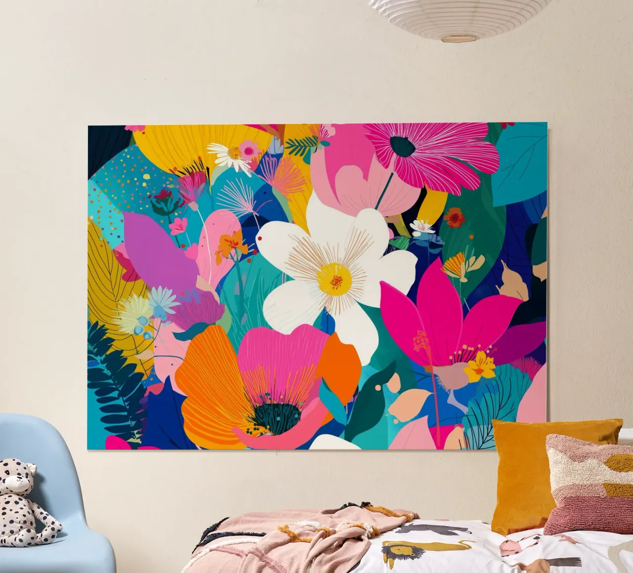 Levendige Botanische Abstracte, Kleurrijke Bloemen Kunst poster van vintagepod