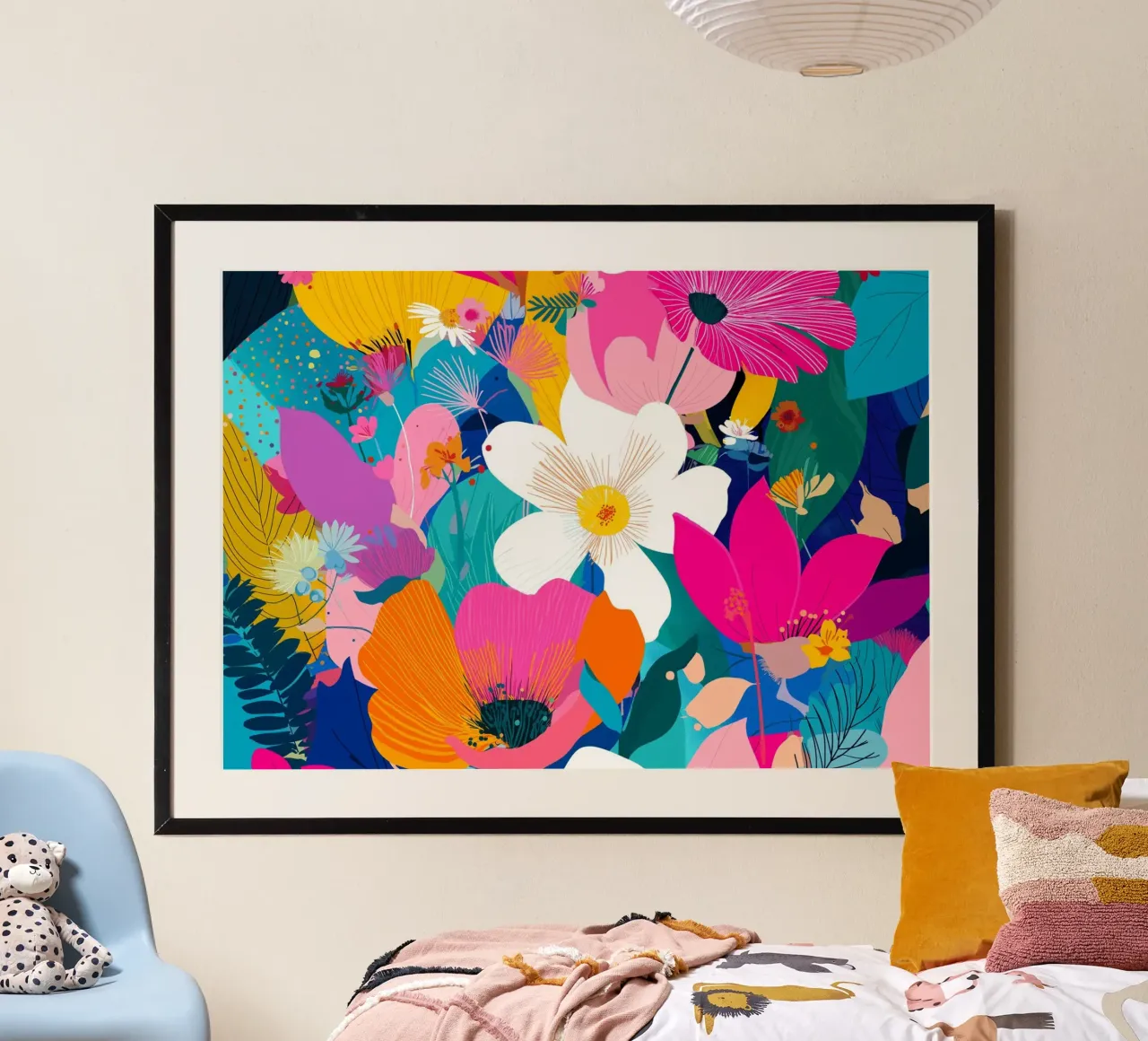 Levendige Botanische Abstracte, Kleurrijke Bloemen Kunst poster van vintagepod