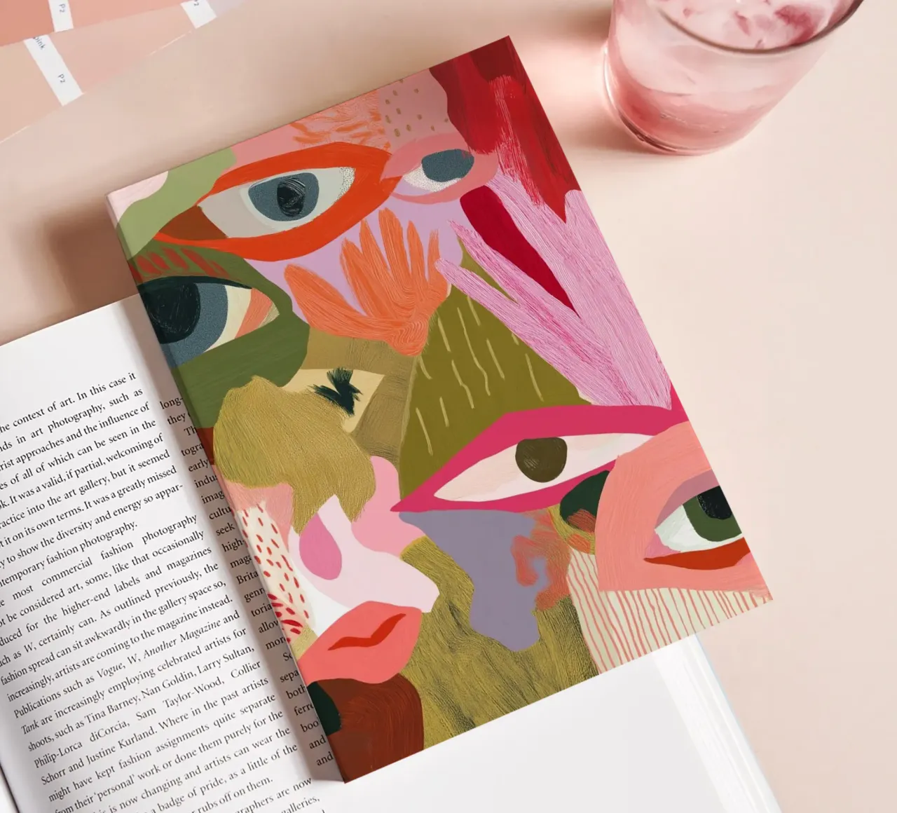 Abstract Faces, Vibrant Pop Art Print notebook by vintagepod