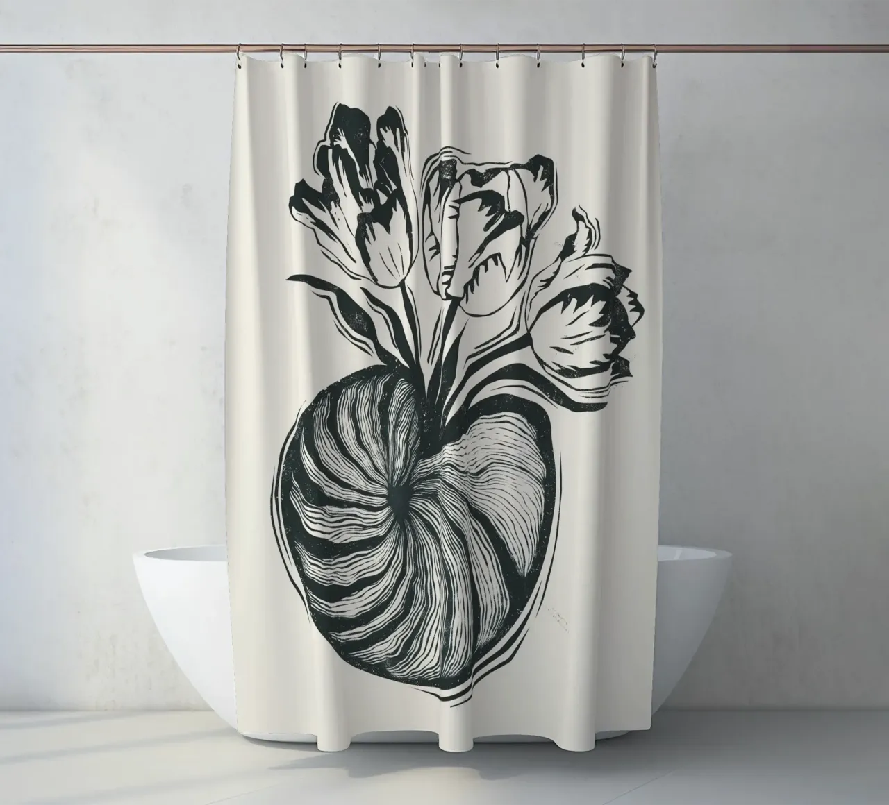Nautilus & Tulips tenda da doccia da Indigo Rain