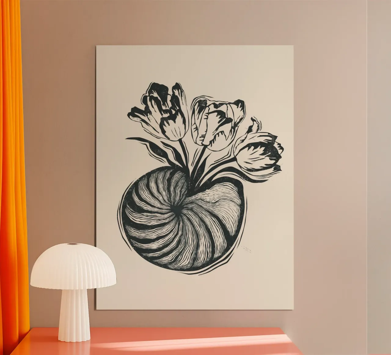 Nautilus & Tulips poster con telaio in plastica da Indigo Rain