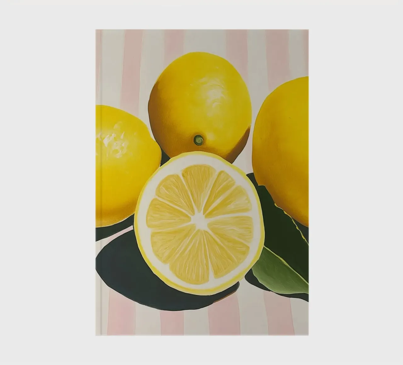 Lemons and Stripes, Hyper-Realistic Art Print notebook by vintagepod