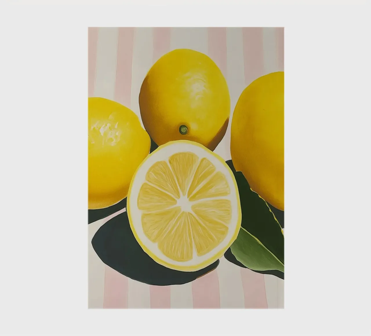 Lemons and Stripes, Hyper-Realistic Art Print notebook by vintagepod