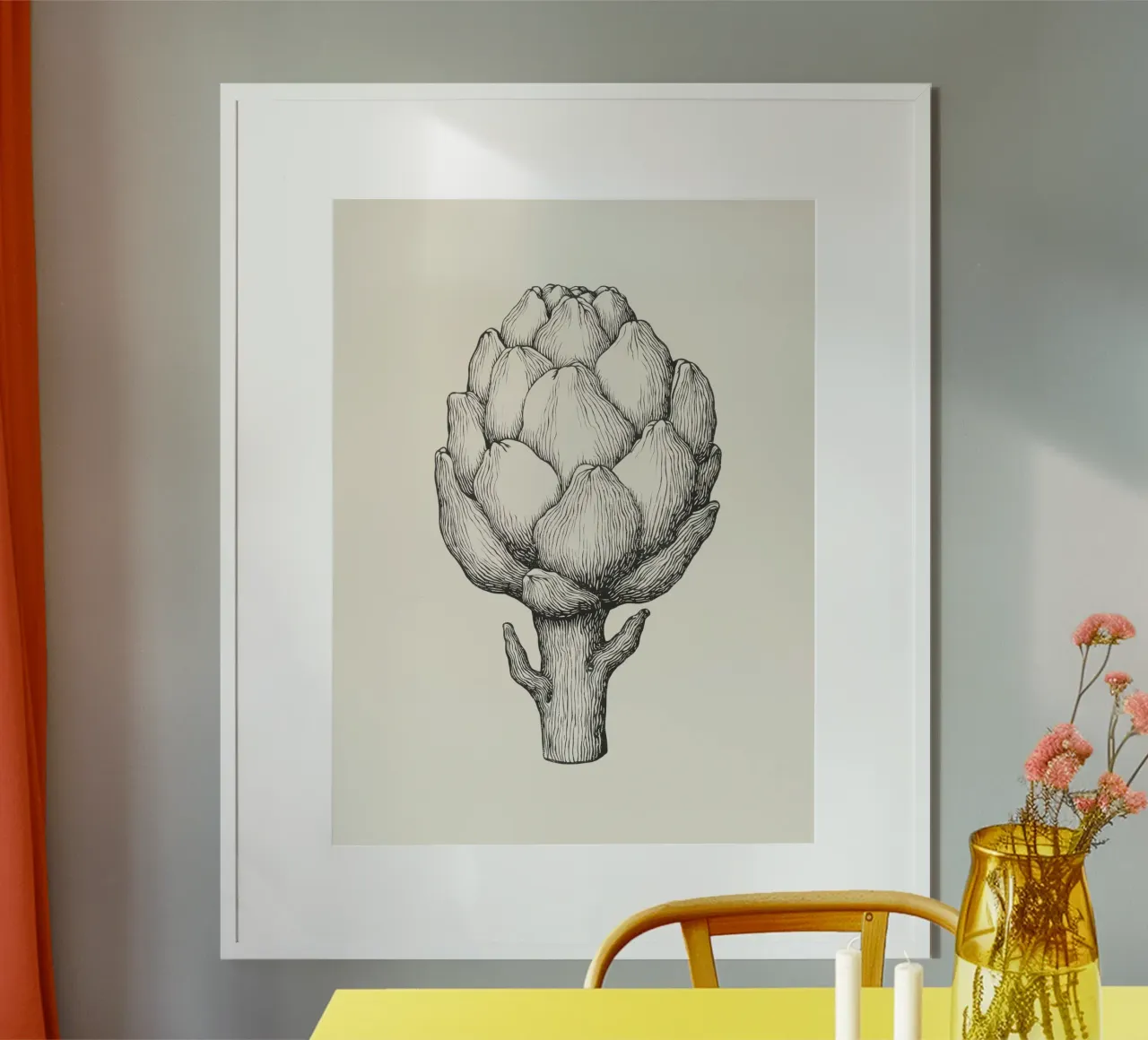 Artichoke 2 poster con telaio in legno da Indigo Rain