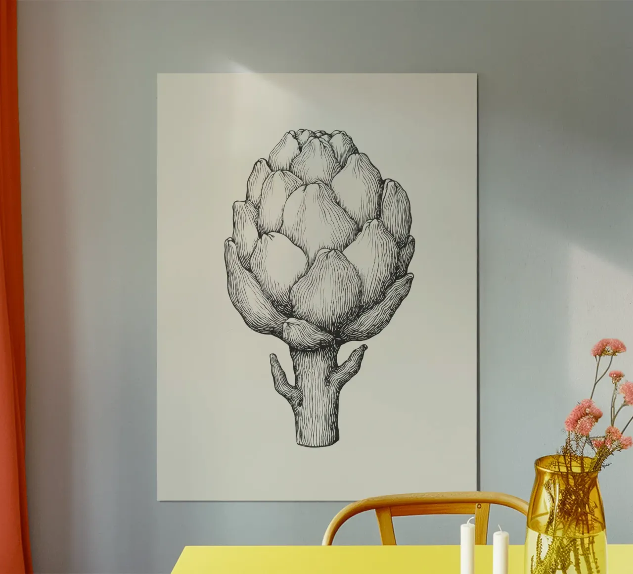 Artichoke 2 poster con telaio in legno da Indigo Rain