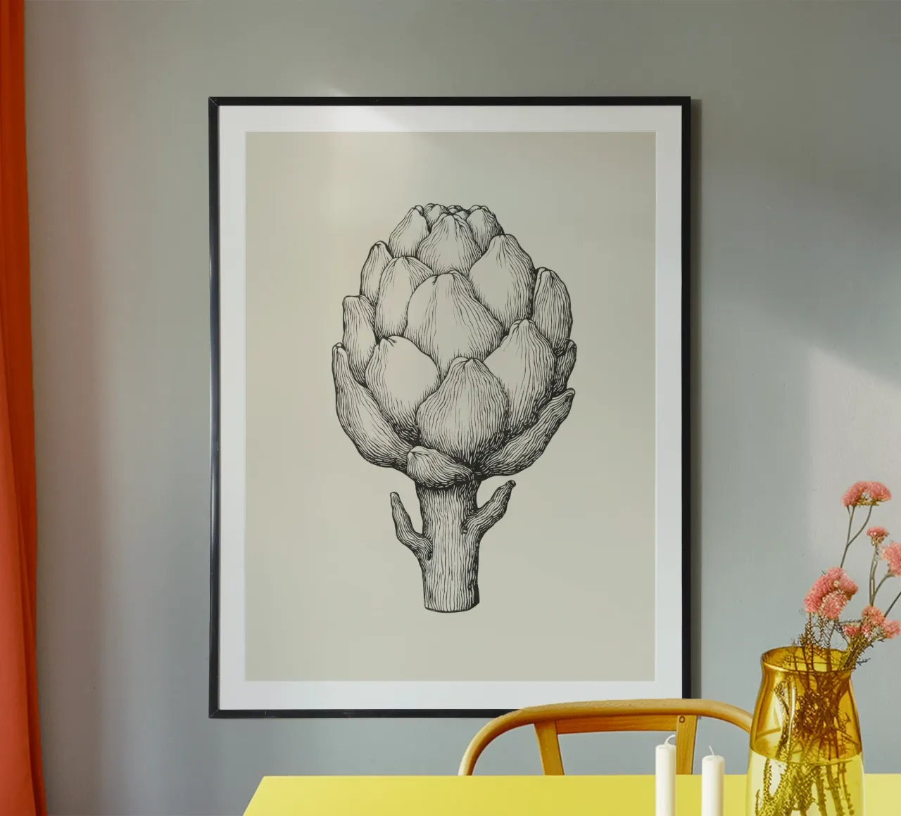 Artichoke 2 poster con telaio in legno da Indigo Rain