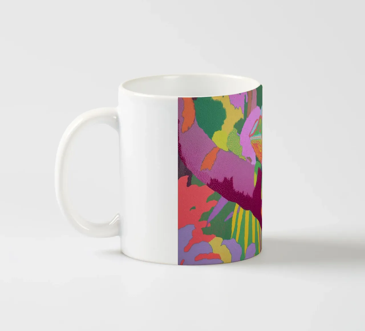 Psychedelische kameleon, kleurrijke abstracte kunst keramische mok van vintagepod