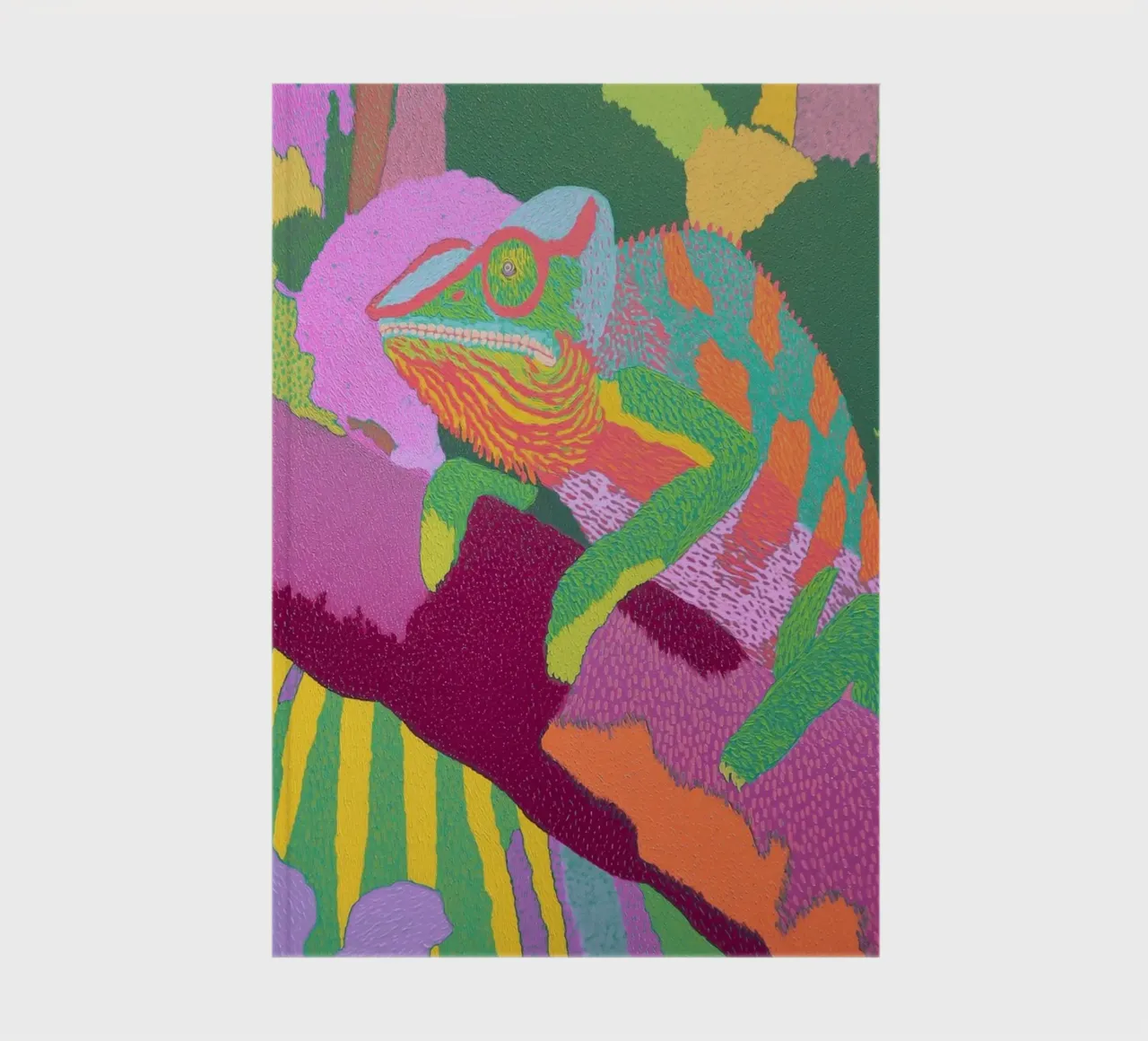 Psychedelic Chameleon, Colorful Abstract Art notebook by vintagepod