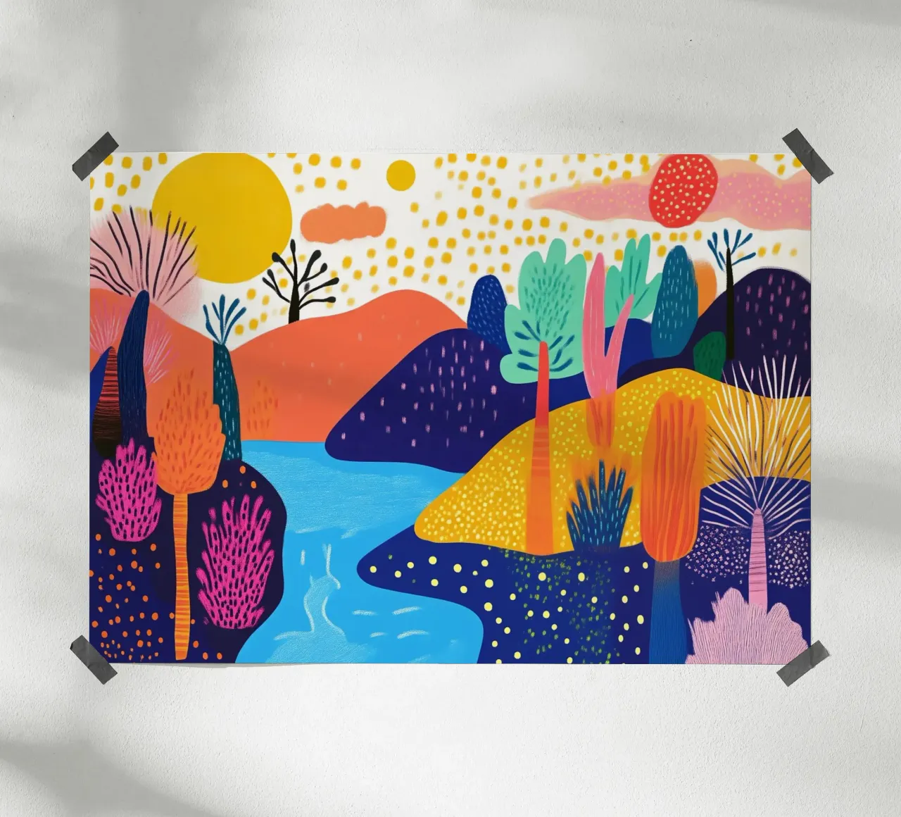 Paesaggio astratto della foresta, Pop Art colorata poster da vintagepod