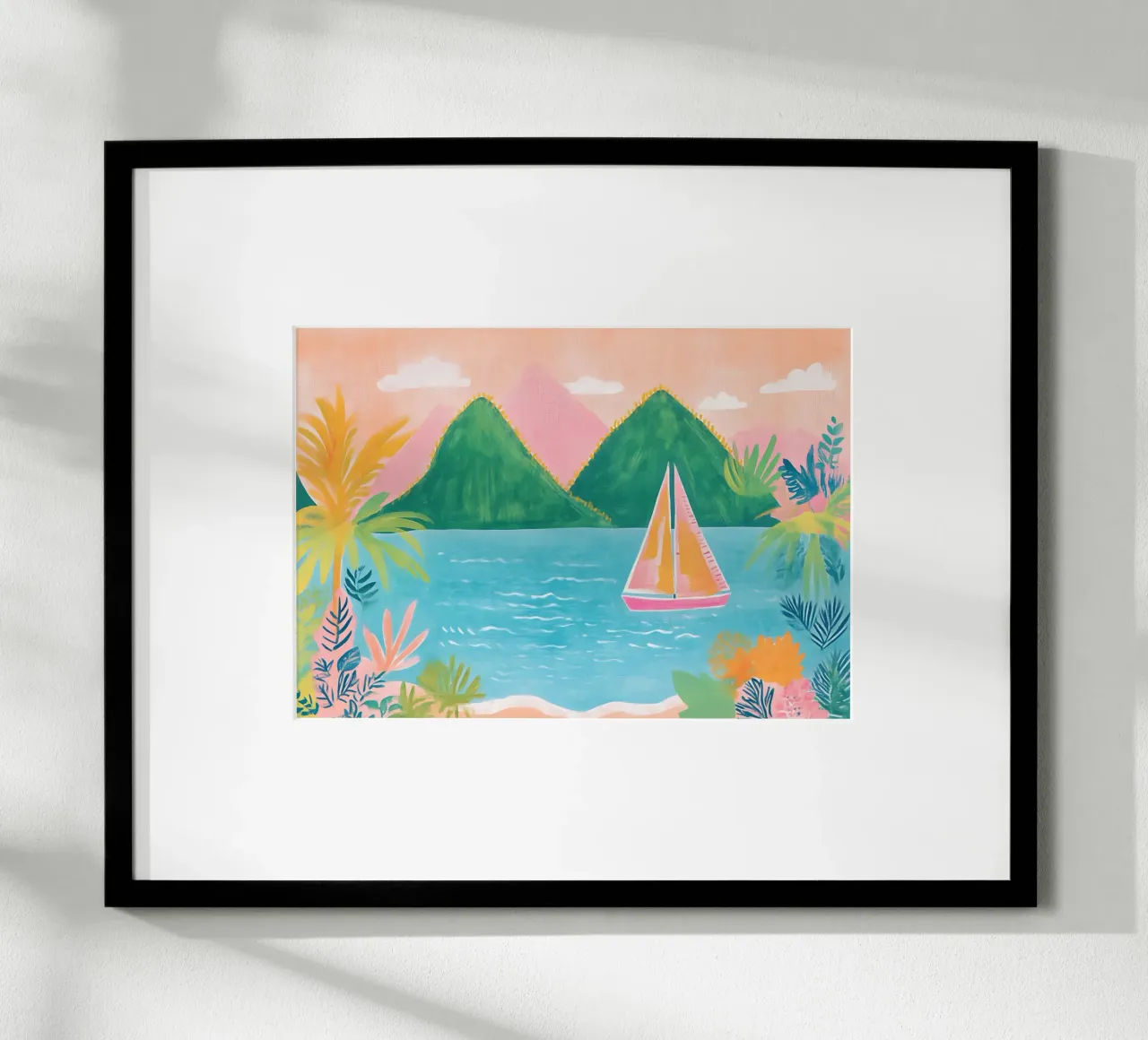 Tropisch zeilen, Boheemse kust, Zeilboot kunst poster van vintagepod