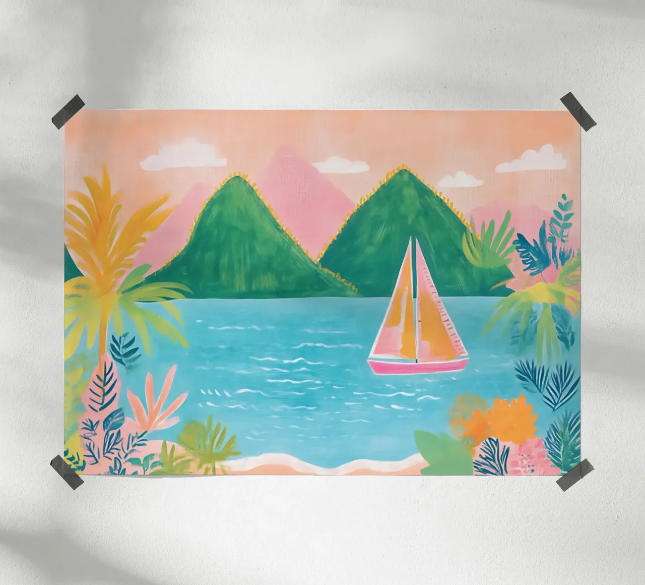 Tropisch zeilen, Boheemse kust, Zeilboot kunst poster van vintagepod