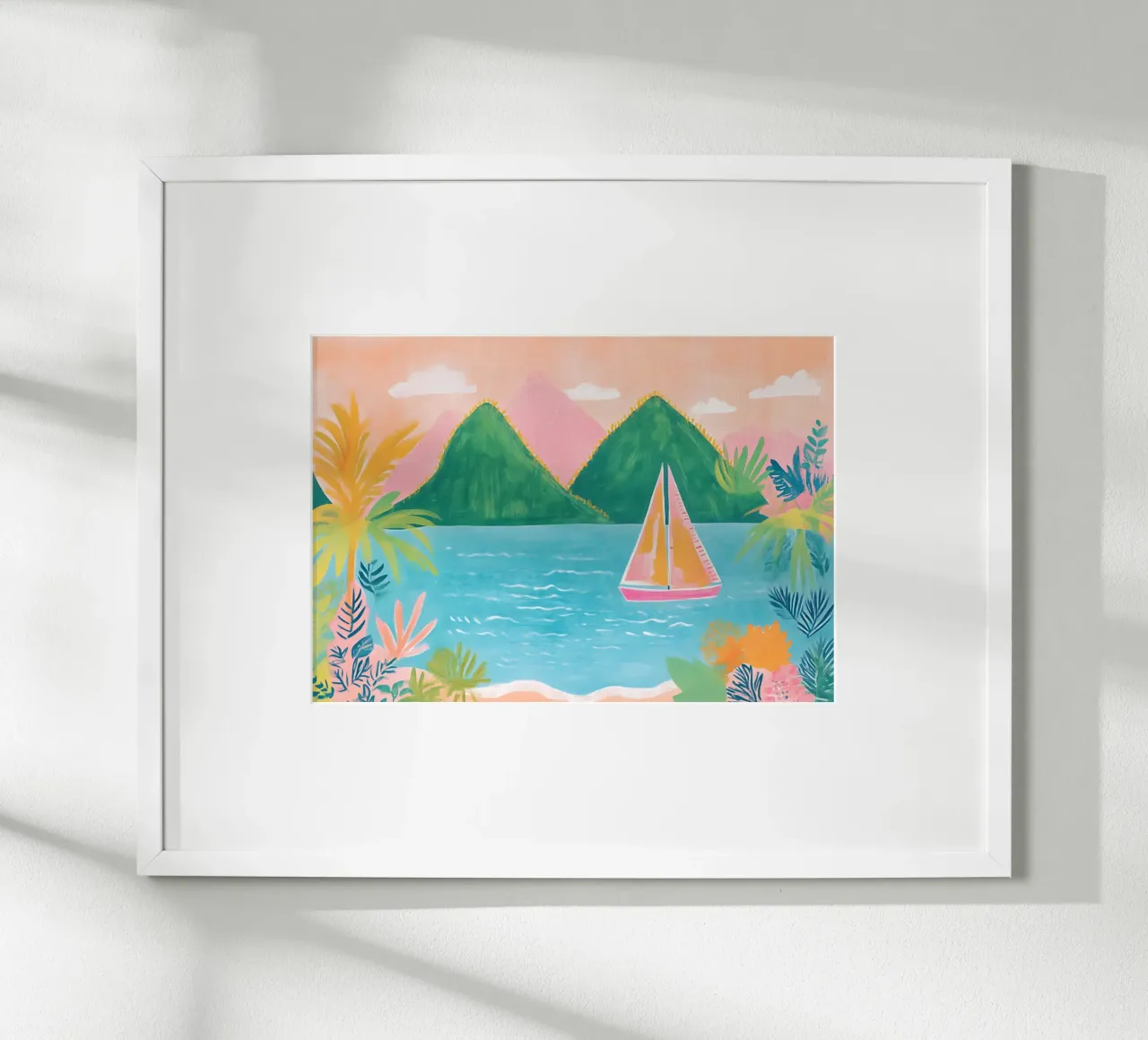 Tropisch zeilen, Boheemse kust, Zeilboot kunst poster van vintagepod