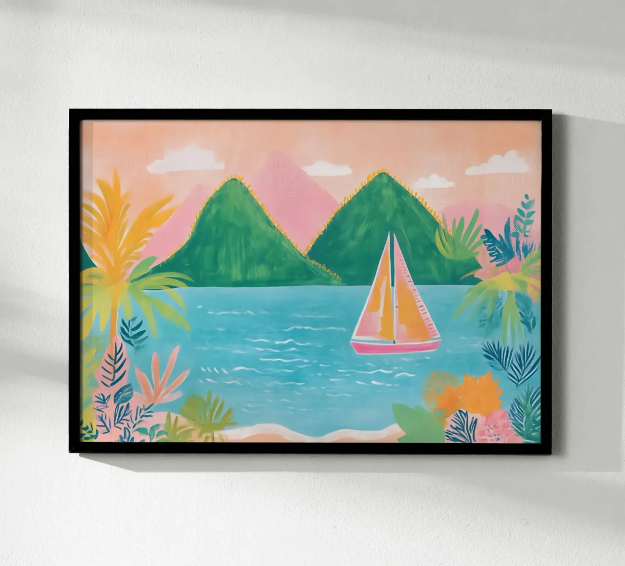 Tropisch zeilen, Boheemse kust, Zeilboot kunst poster van vintagepod