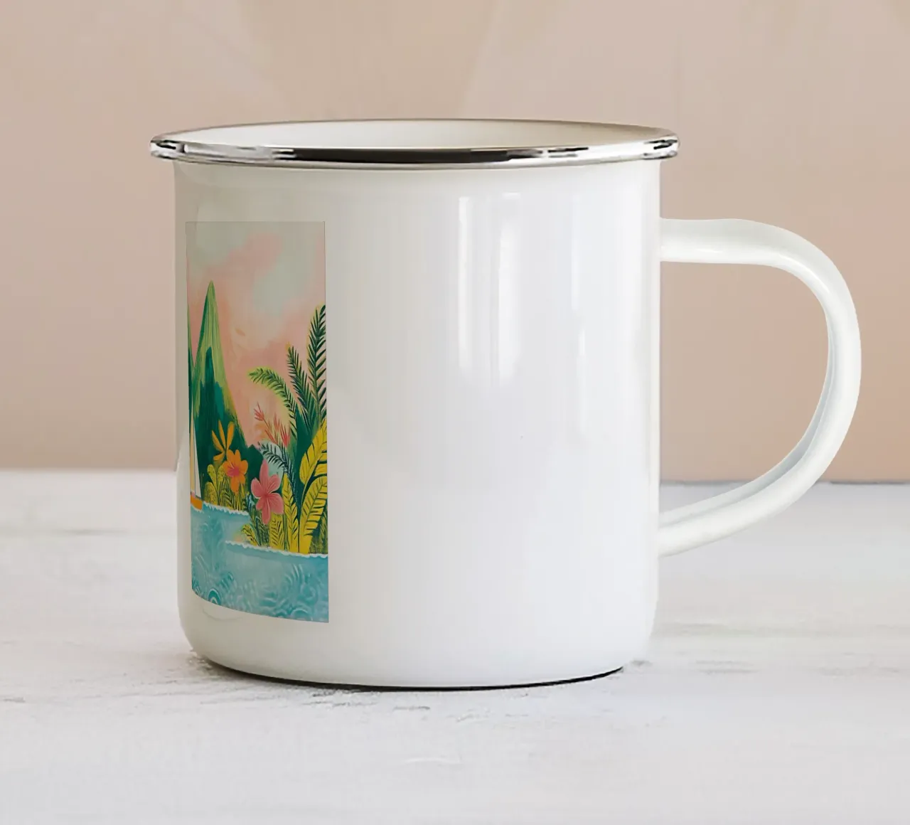 Vela in paradiso, arte bohémien tropicale tazza in smalto da vintagepod