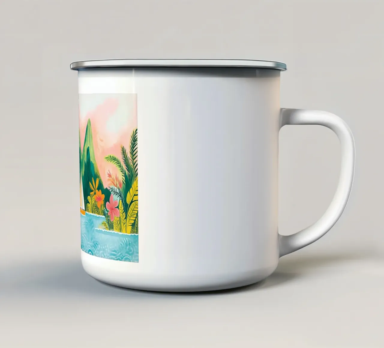 Vela in paradiso, arte bohémien tropicale tazza in smalto da vintagepod