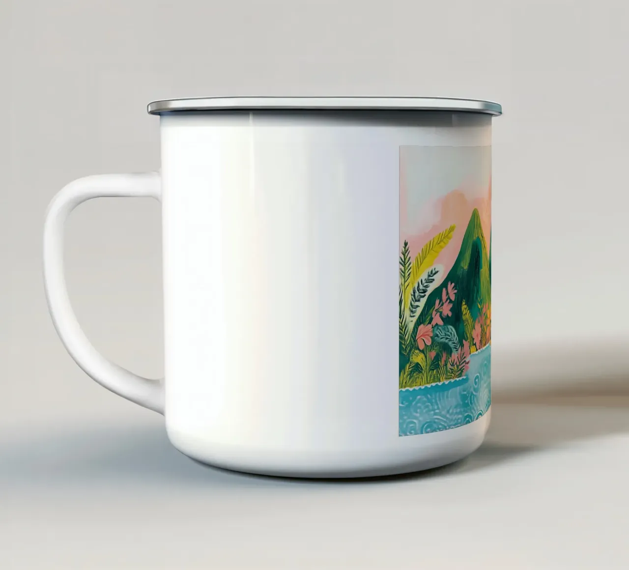 Vela in paradiso, arte bohémien tropicale tazza in smalto da vintagepod