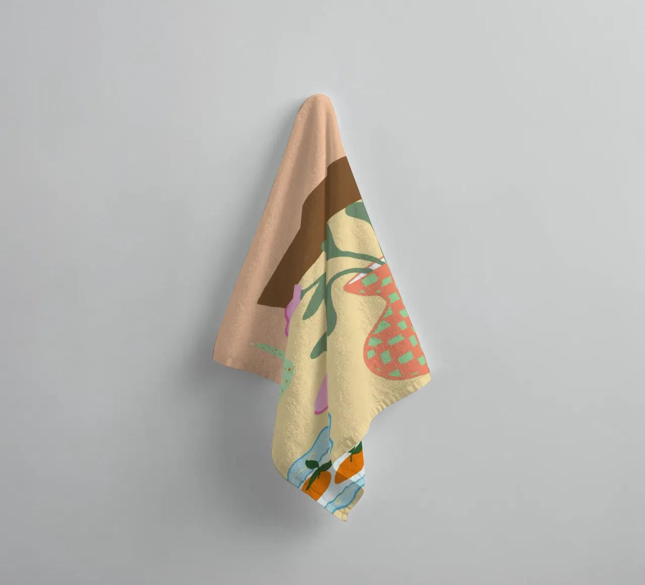 Tulips and Oranges, Abstract Still Life Art towel by vintagepod