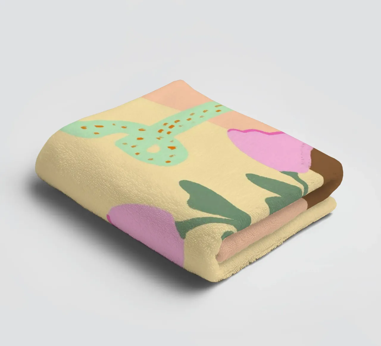 Tulips and Oranges, Abstract Still Life Art towel by vintagepod