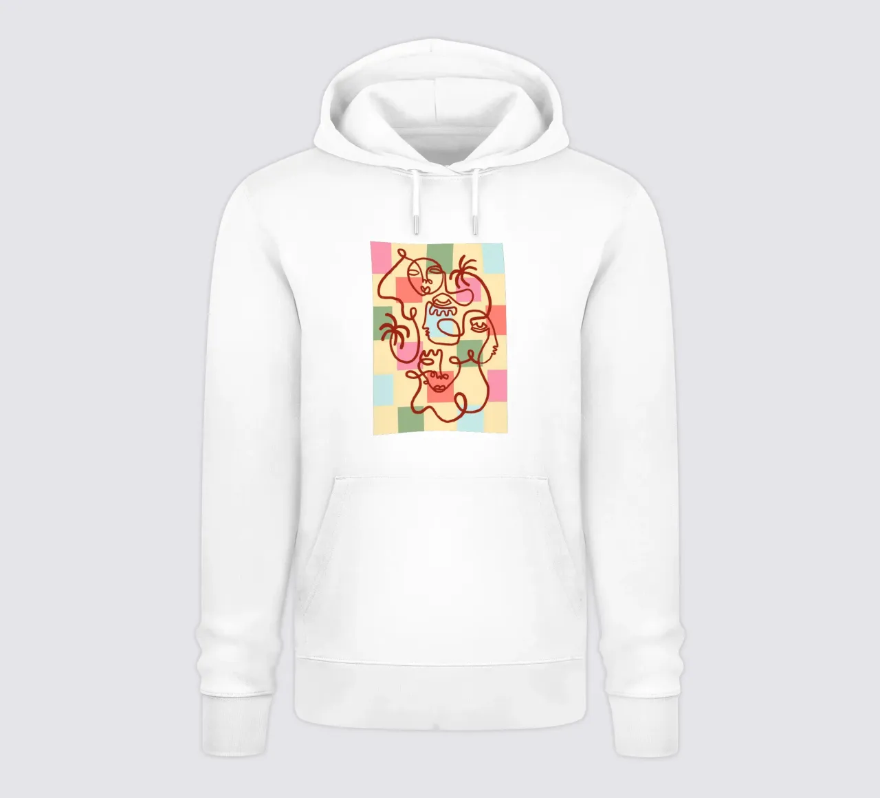 Abstract Line Art Faces, Bohemian Art Print sudadera con capucha de vintagepod