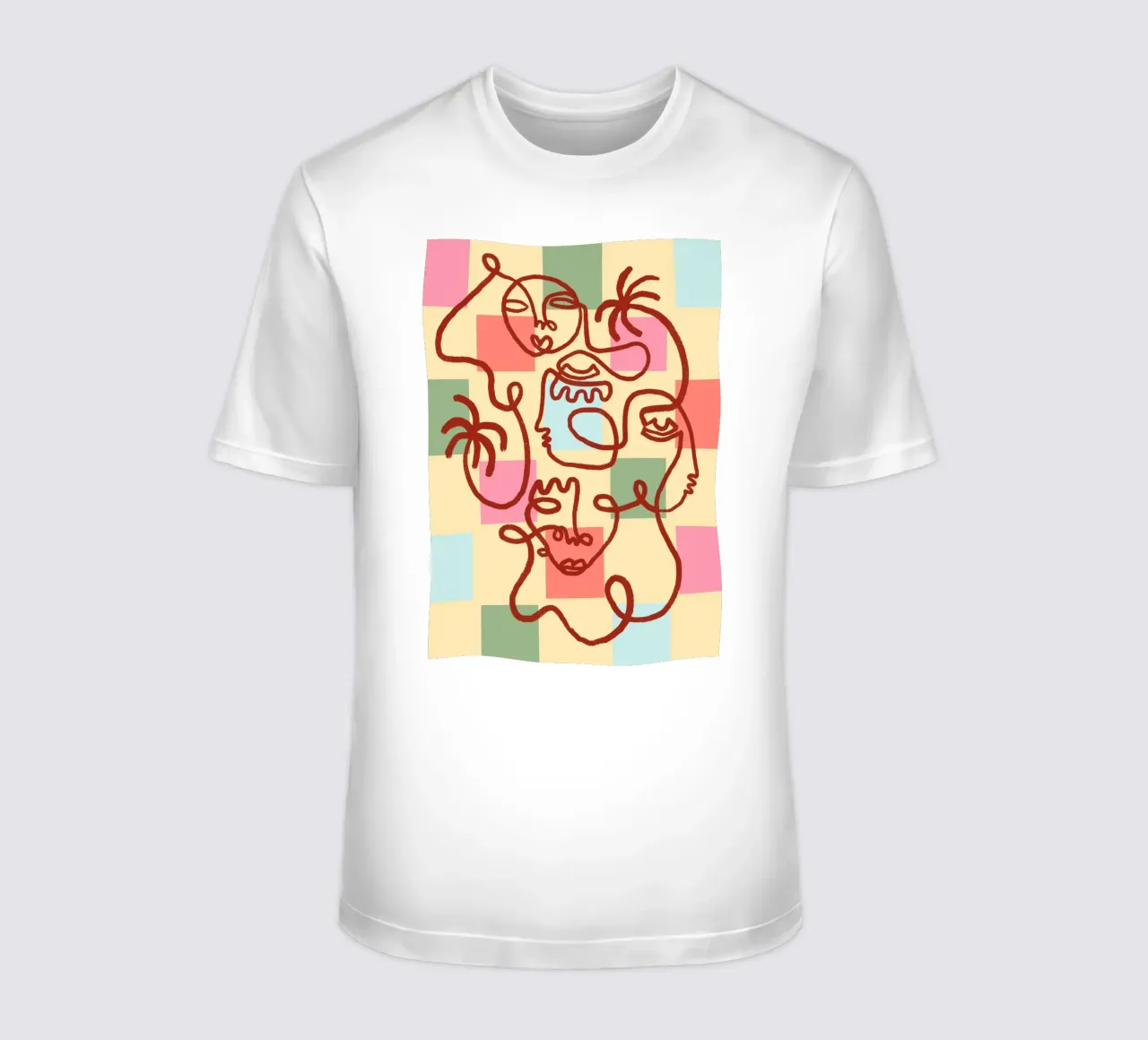 Abstract Line Art Faces, Bohemian Art Print camiseta de vintagepod