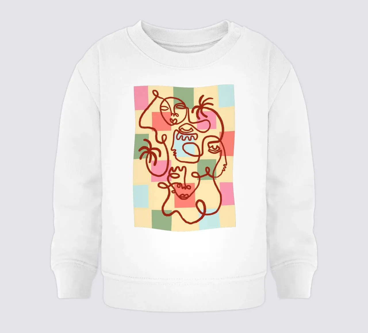 Abstract Line Art Faces, Bohemian Art Print sudadera de bebé de vintagepod