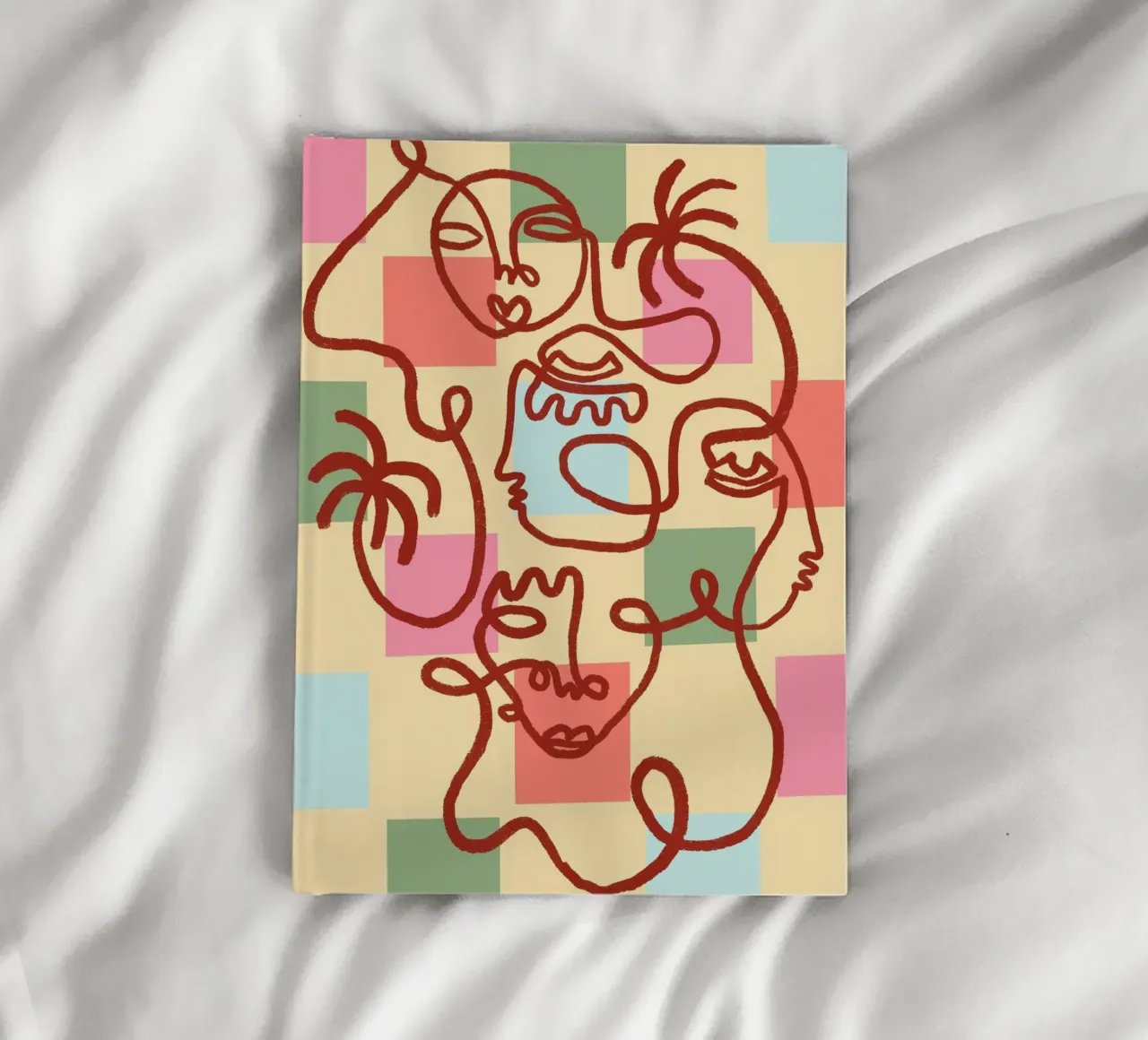 Abstract Line Art Faces, Bohemian Art Print notebook by vintagepod