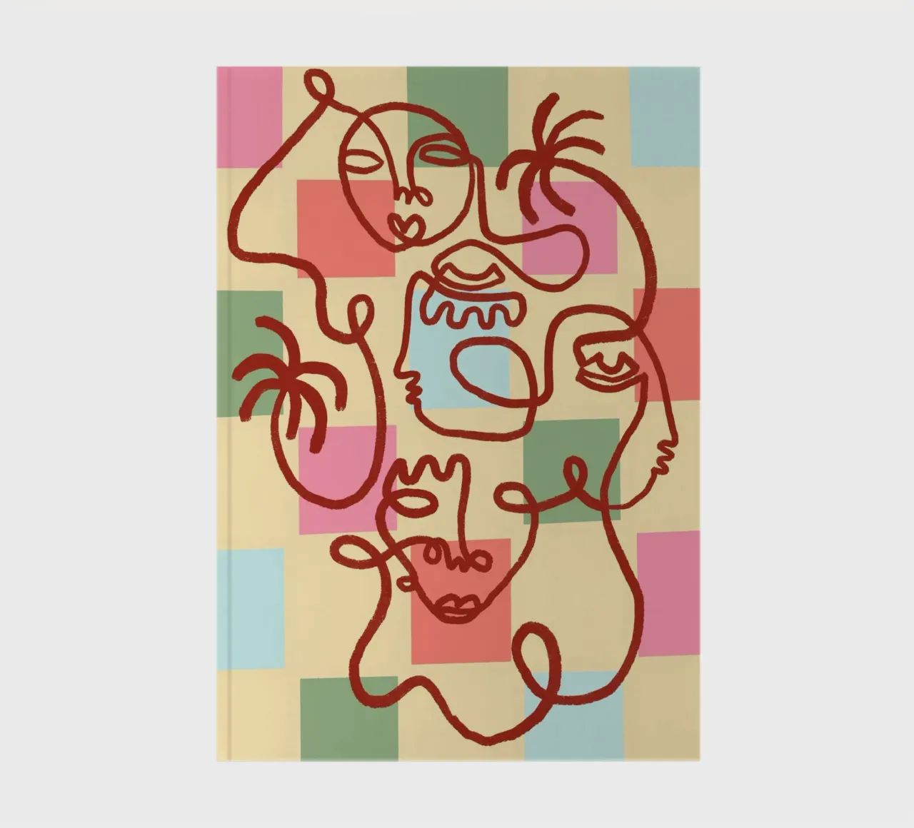 Abstract Line Art Faces, Bohemian Art Print notebook by vintagepod