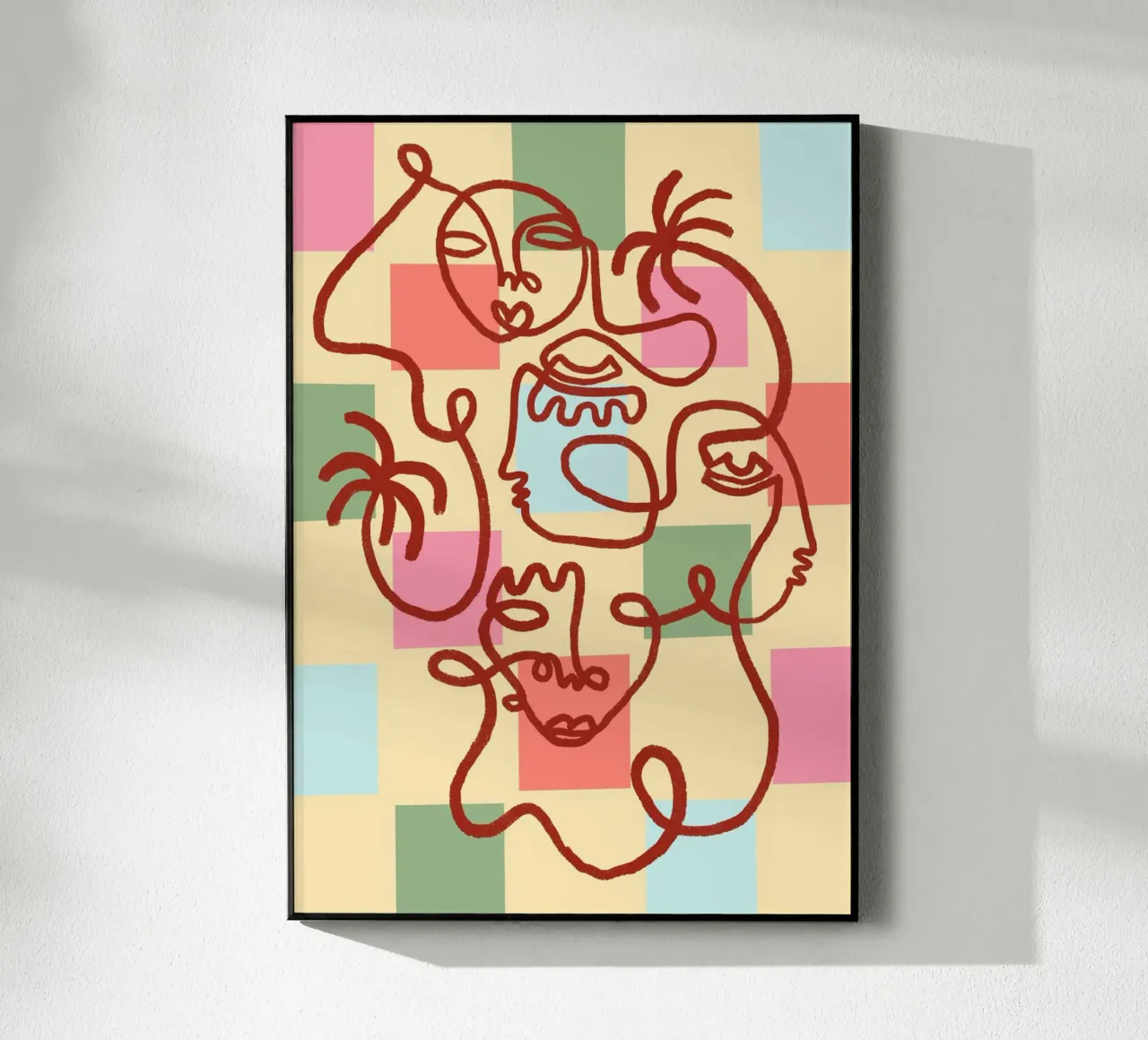 Abstract Line Art Faces, Bohemian Art Print metacrilato de vintagepod