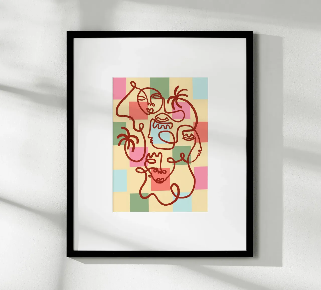 Abstract Line Art Faces, Bohemian Art Print poster de vintagepod