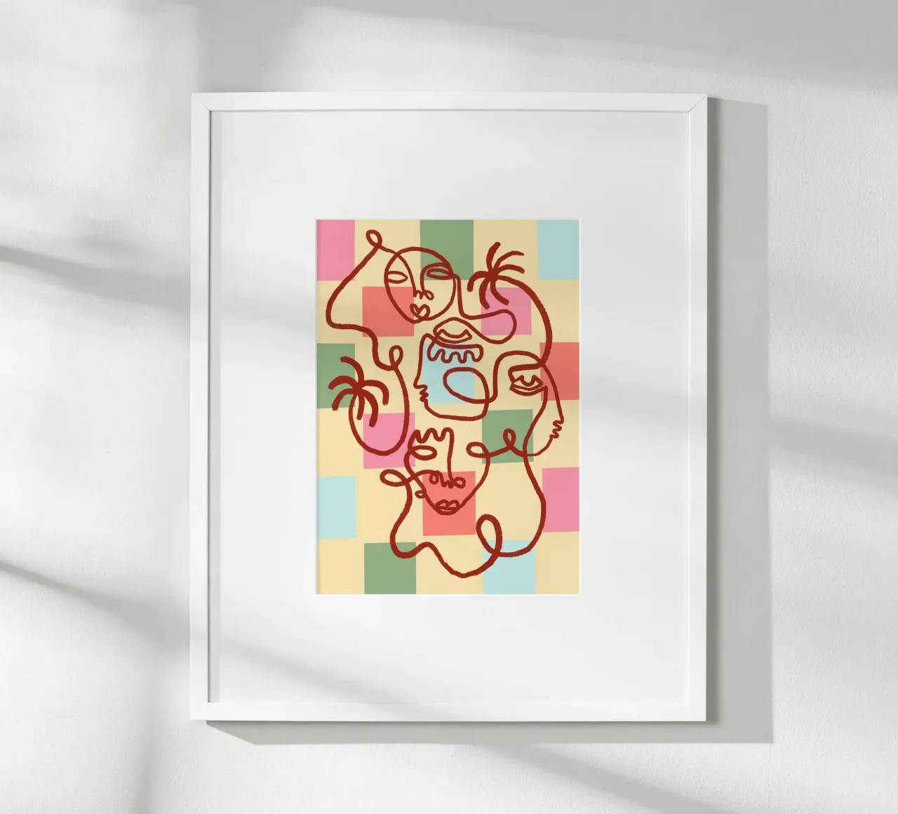 Abstract Line Art Faces, Bohemian Art Print poster de vintagepod