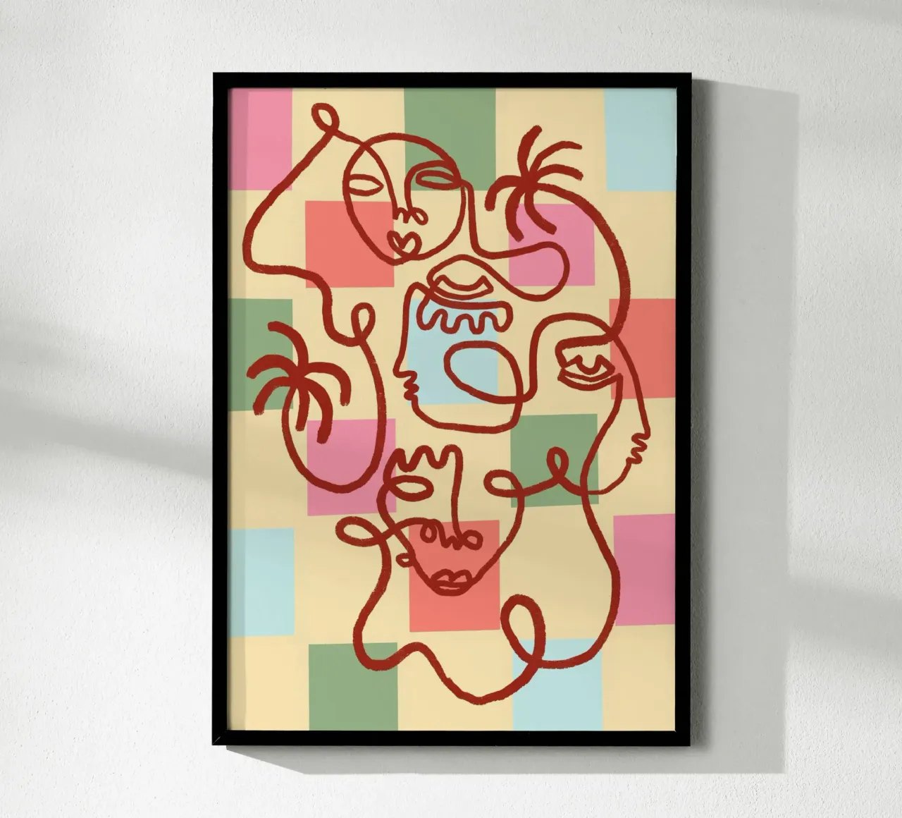 Abstract Line Art Faces, Bohemian Art Print poster de vintagepod