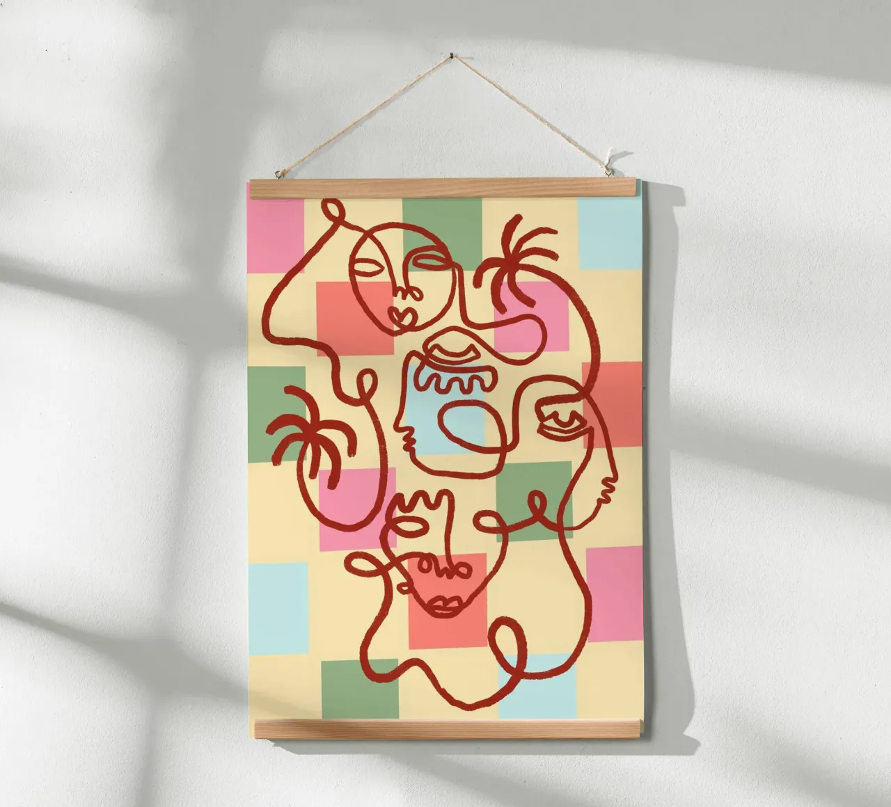 Abstract Line Art Faces, Bohemian Art Print poster de vintagepod