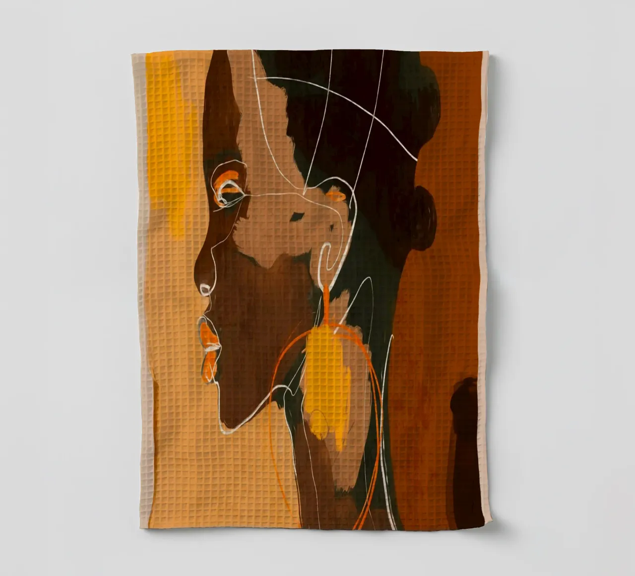 Abstrakte Kunst Mädchen Porträt Geschirrtuch von ThingDesign