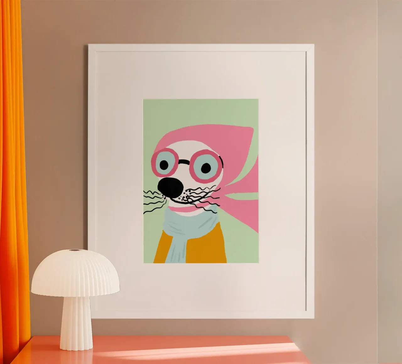 Sigillo hipster, arte animale eccentrica, sciarpa rosa poster da vintagepod